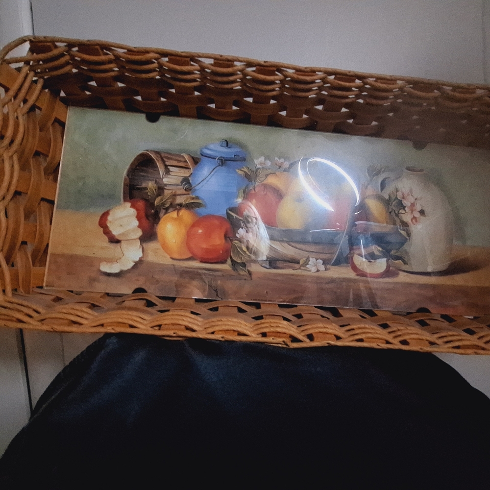 Wall Basket /Tray W/Fruit Picture 22" X 10"